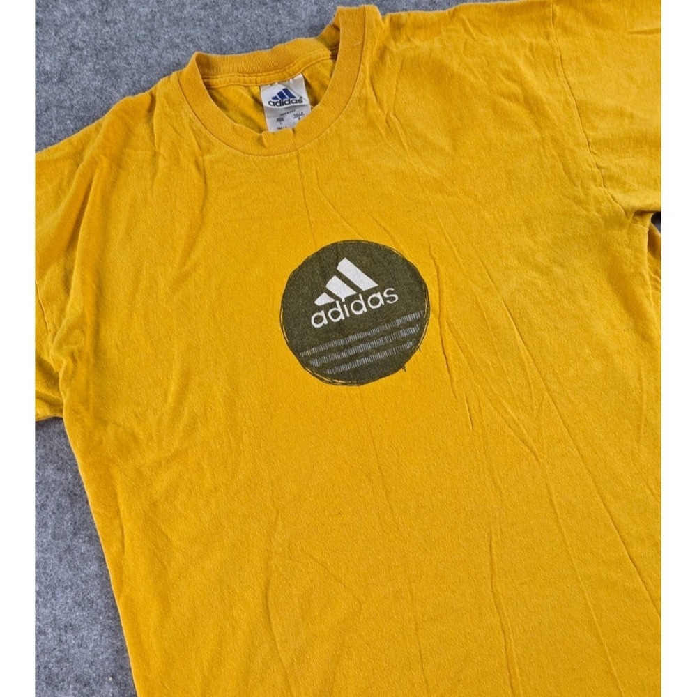 Vintage Adidas Graphic T-Shirt Yellow Men's L‎ Made In USA Gold Y2K